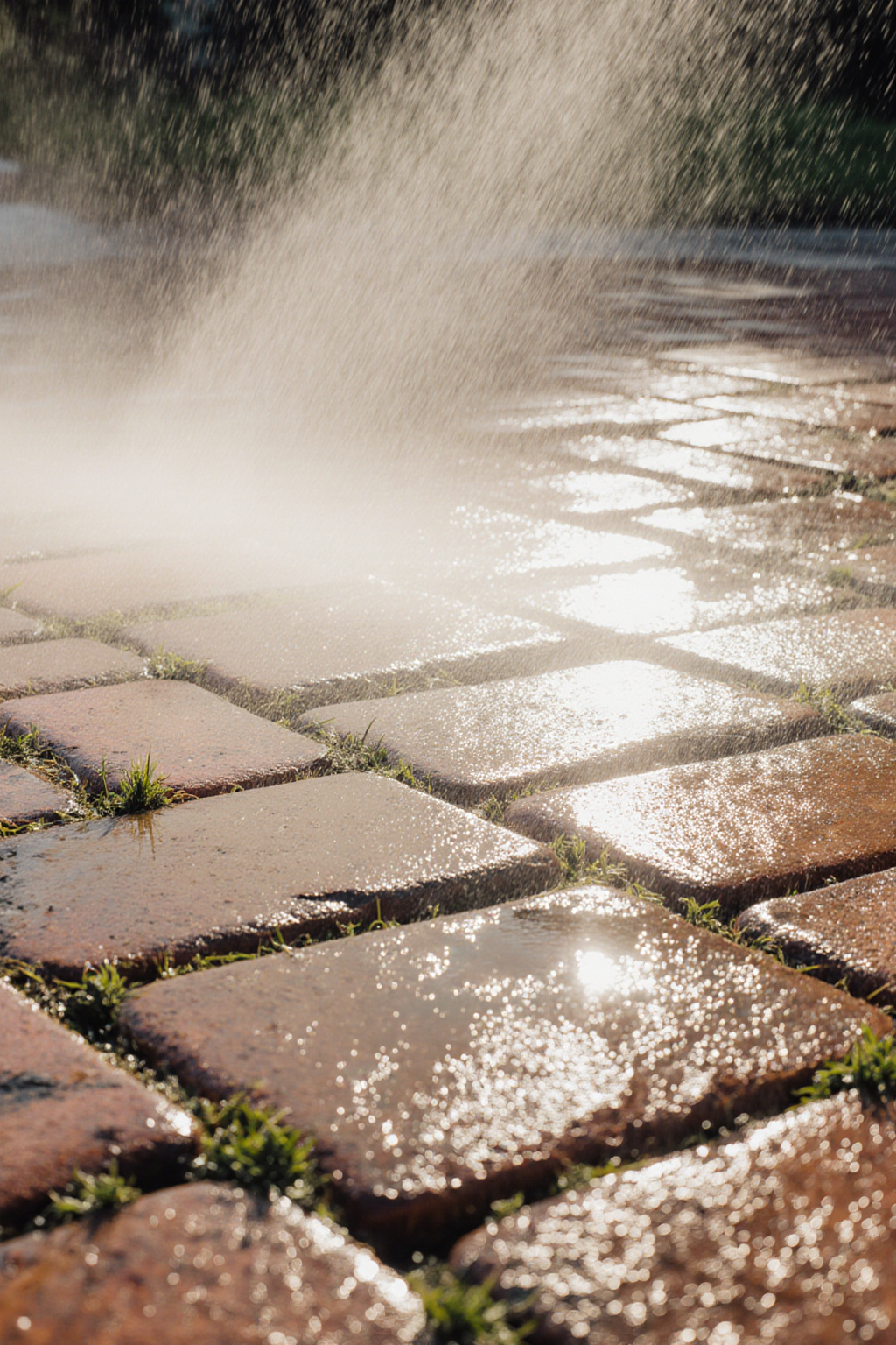 Pressure washing without stripping the joints : How to Clean Brick Pavers Without Wrecking the Hardscape